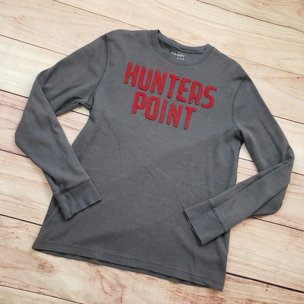 Old Navy Hunters Point Shirt Mens Large Gray Long Sleeve Pullover Crewneck‎ Top
